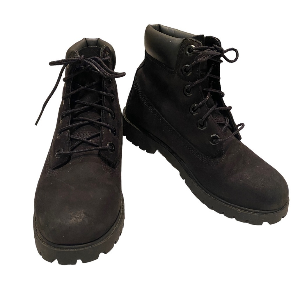 Timberland BOYS Premium 6” Waterproof Black Leather Ankle Boots Boys Size 4